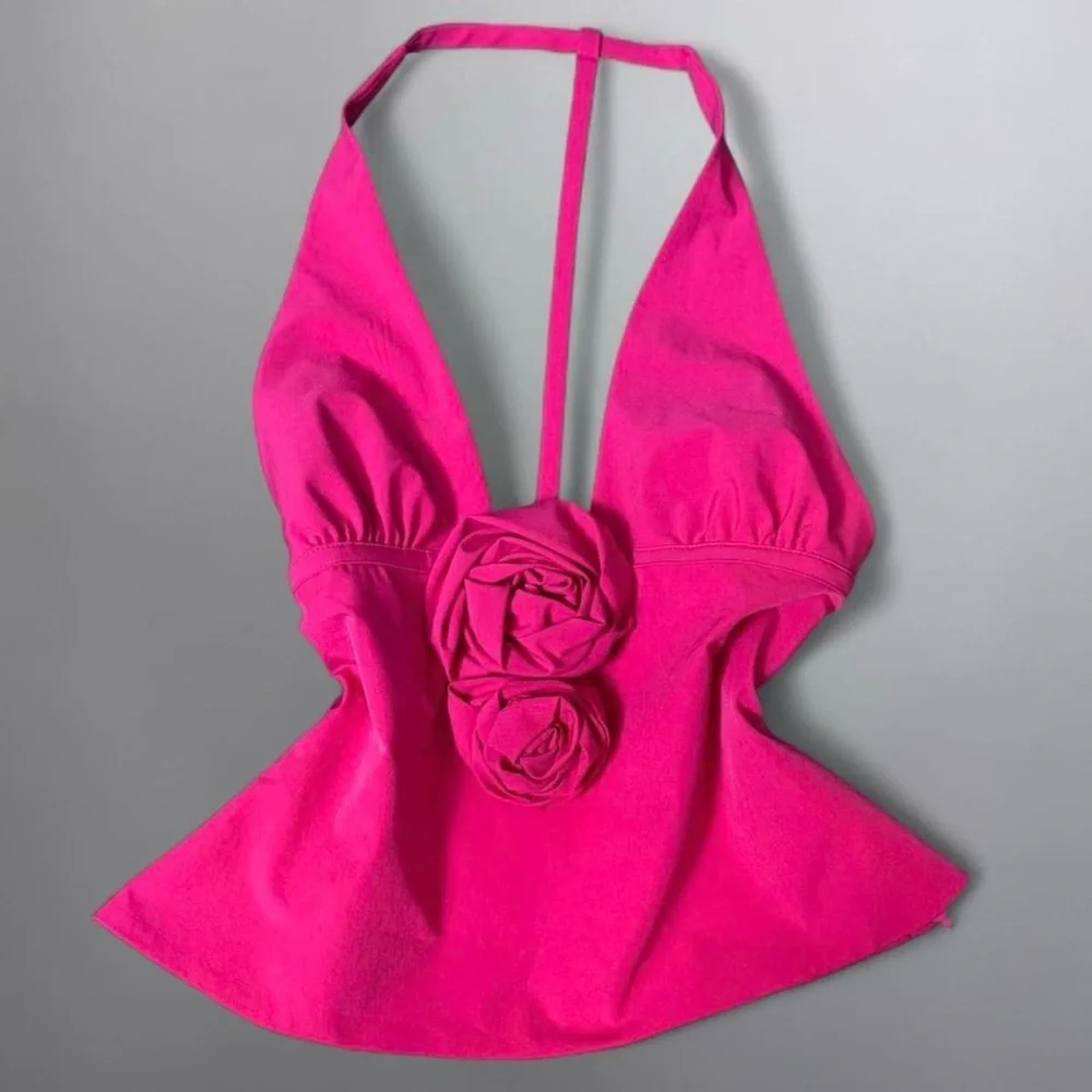 ❌SOLD❌ Zara NWT Pink Floral Halter Top - Picture 5 of 6